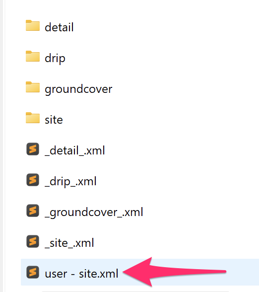 user - site.xml file in the LandFX\Hatch folder