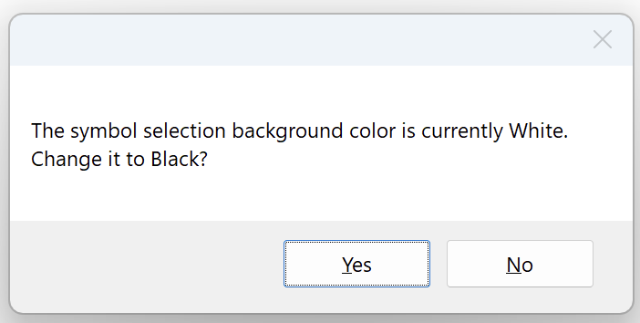 Prompt to change symbol selection background color