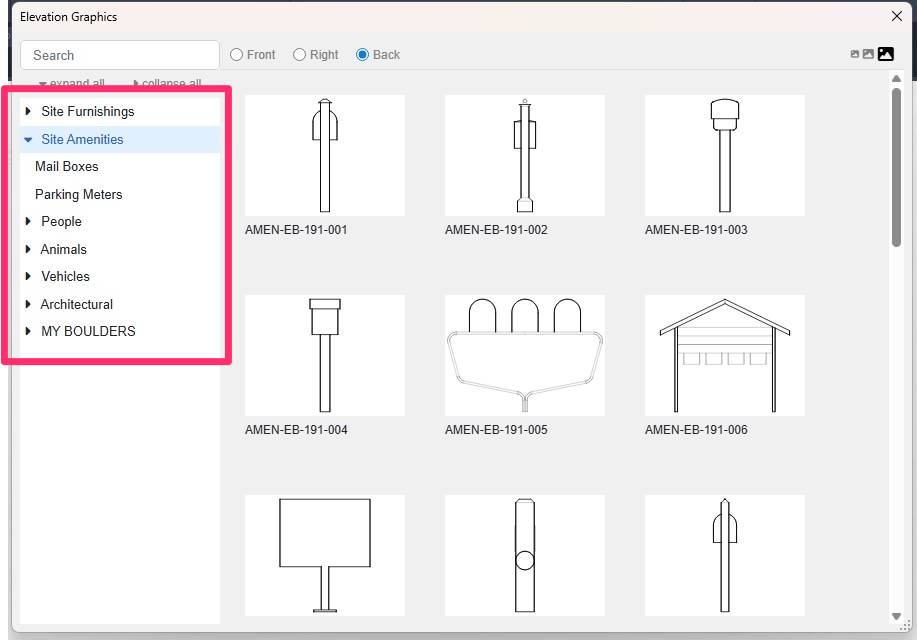 Block category list missing from left pane of Elevation Graphics dialog box