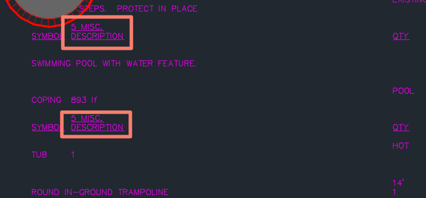 Reference Notes Schedule with repeated section title