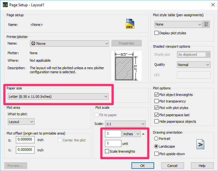 Page Setup dialog box