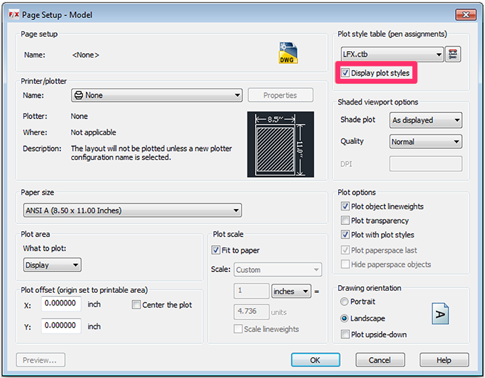 Page Setup Dialog