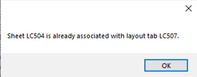 Sheet is already associated with layout tab