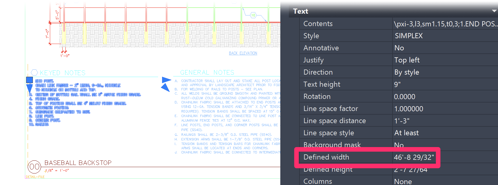 Defined width setting in Properties panel set to an appropriate value