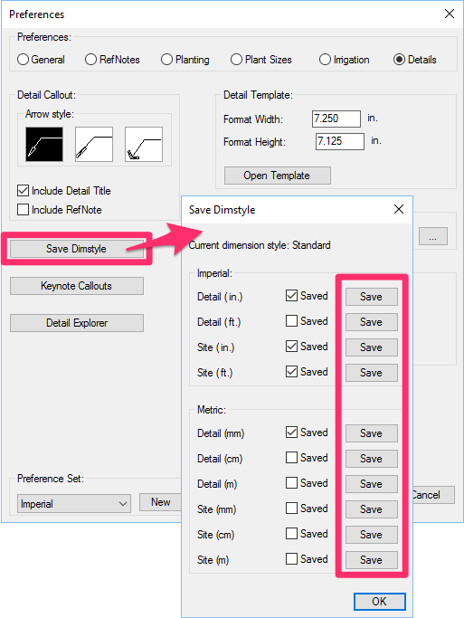 Save Dimstyle dialog box, Save buttons
