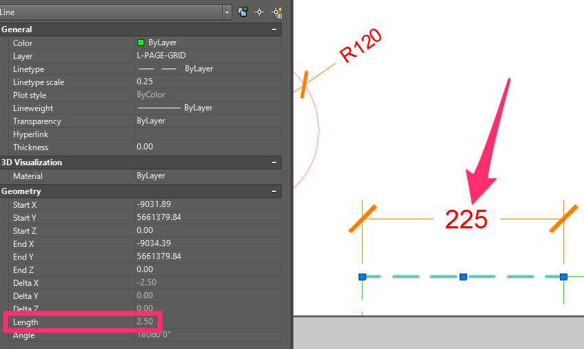 Length dimension shows incorrectly in drawing but correctly in Properties panel