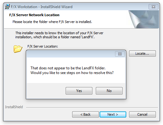 That does not appear to be the LandFX folder error message
