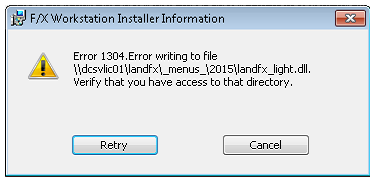 Error 1304 message