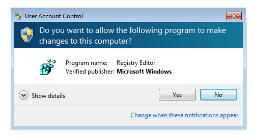 Do you want to allow the following program to make changes to your computer? message