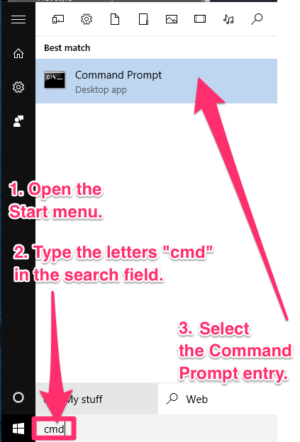 Start menu, Command Prompt entry