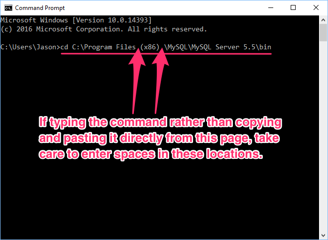 Text to paste at the Command prompt