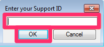 Support ID dialog box