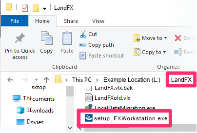 setup_FXWorkstation.exe file in LandFX folder