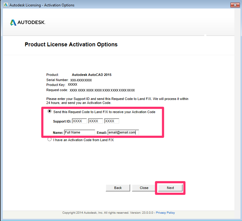 Autocad 2015 activation code 64-bit