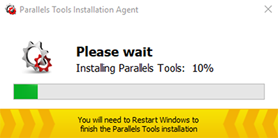 Installing Parallels Tools screen