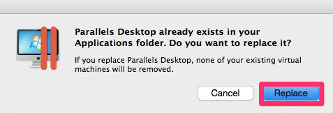 Parallels Desktop already exists in your Applications folder message