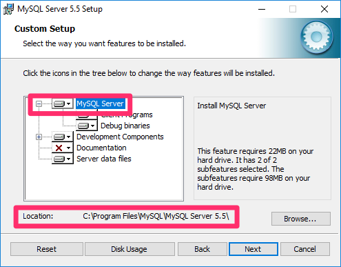 Select MySQL Server from folder list