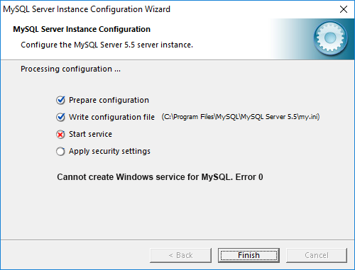 Cannot create Windows service for MySQL message