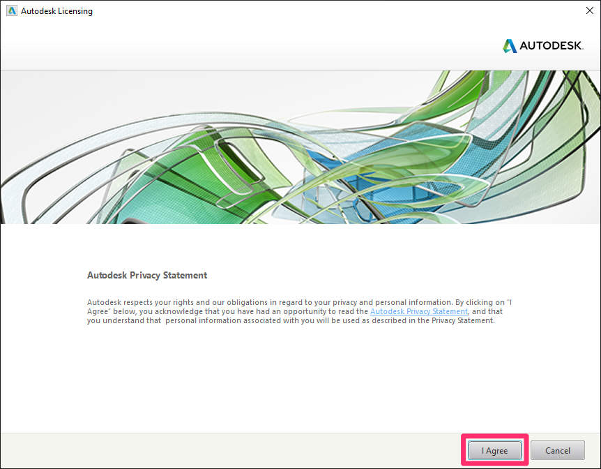 Autodesk Licensing screen, Activate button