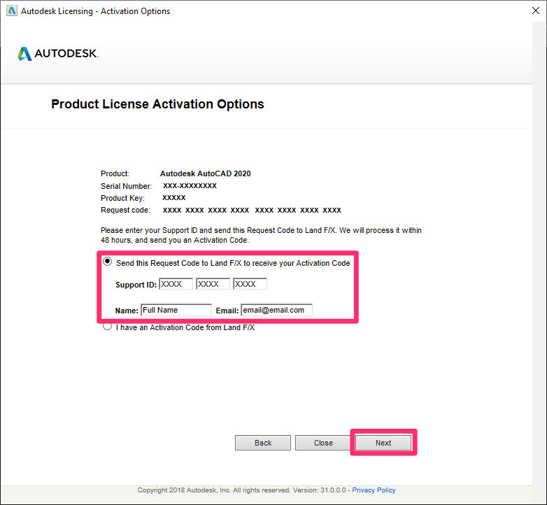 License Activate F X Cad 2020