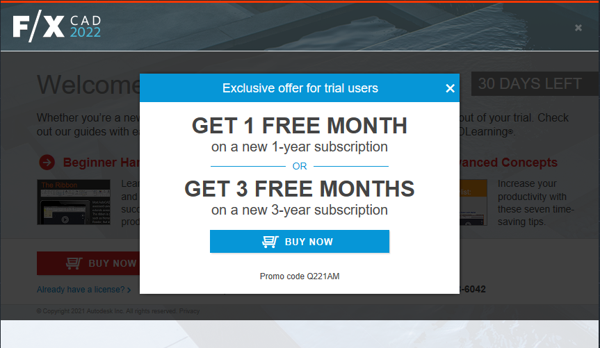 Exclusive Offer dialog box