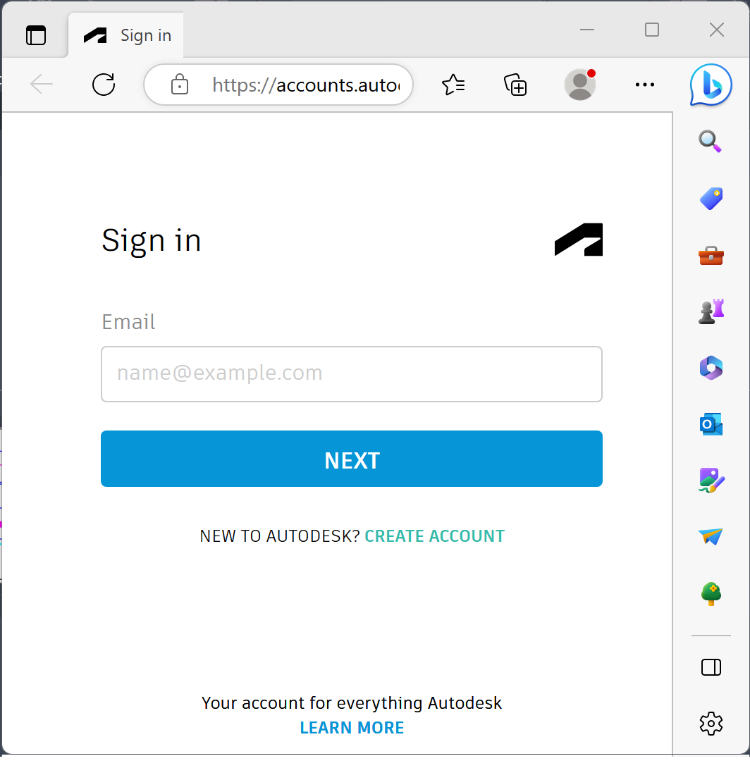 Sign in to Autodesk account