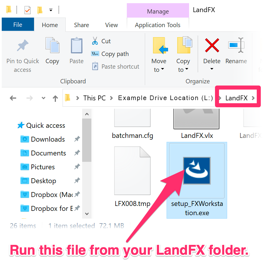setup_FXWorkstation.exe within LandFX folder