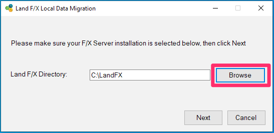 Browse to LandFX folder