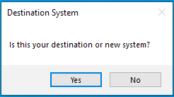 Is this your destination or new system? message