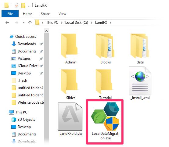 Run file LocalDataMigration in LandFX folder