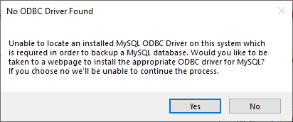 No ODBC Driver Found message