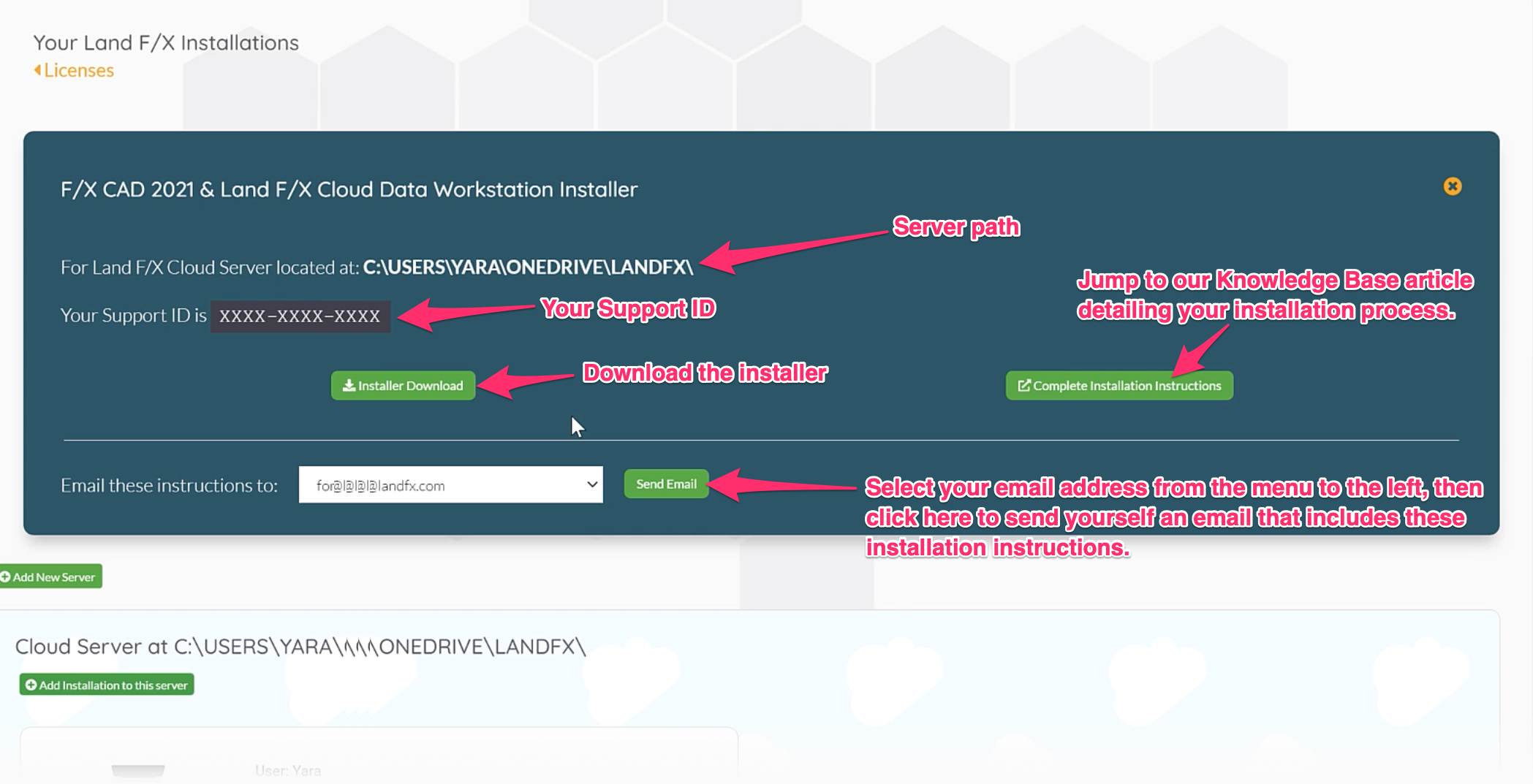 Information and links for completing your Land F/X installation from the Land F/X Portal