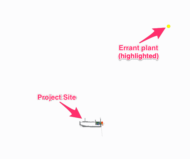 Highlight Plant tool highlighting errant plant