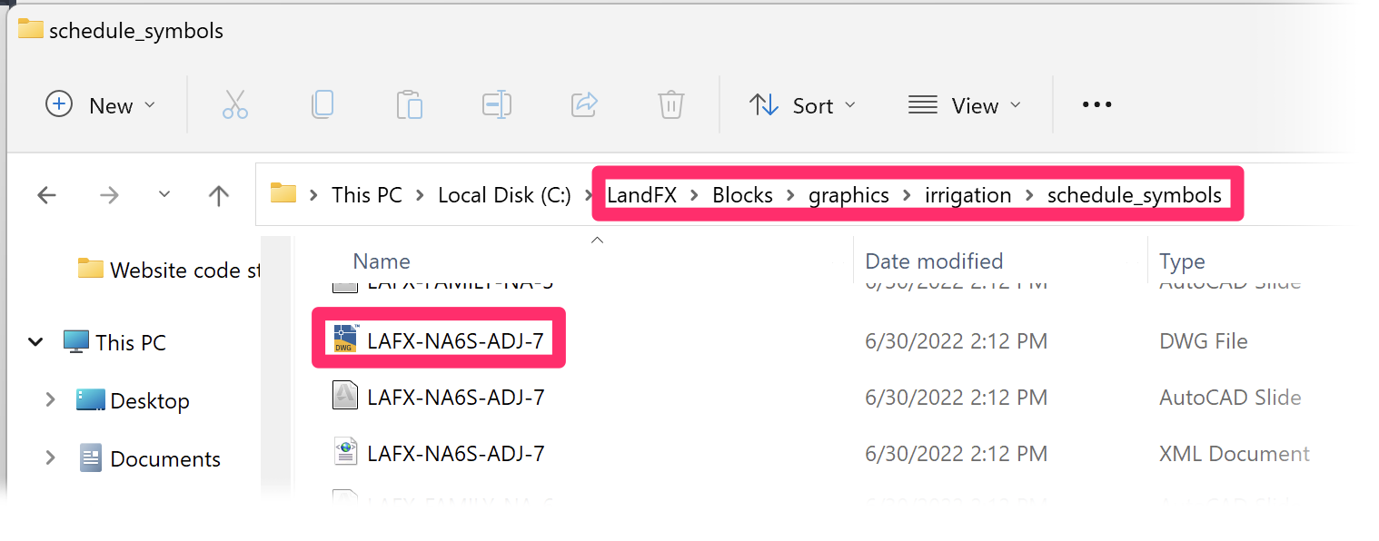 Schedule symbol source files in the path LandFX/Blocks/Graphics/Irrigation/schedule_symbols