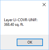 Dialog box showing the overall area quantity of the Uniformity coverage layer