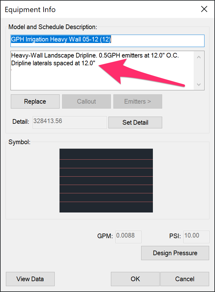 Equipment Info dialog box, description field, with text prior to a certain point not deleting