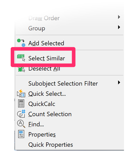Select Similar option in menu
