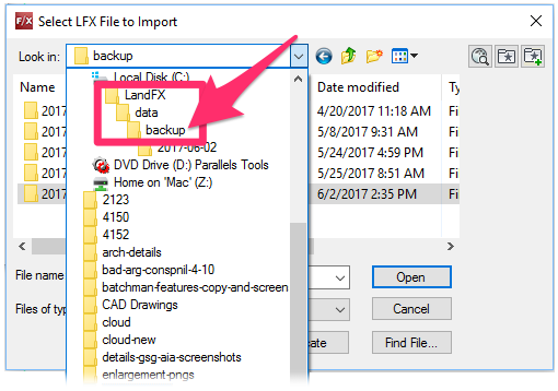 LandFX/data/backup folder