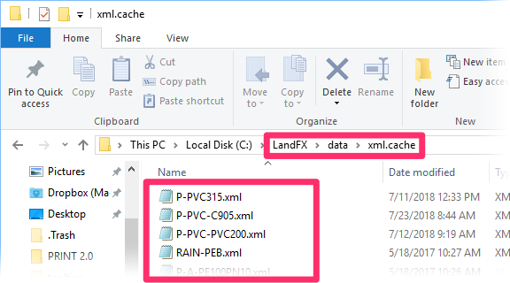 Deleting all files from within the folder LandFX/data/xml.cache