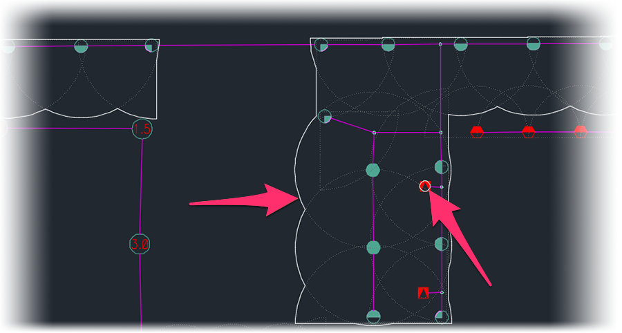 Bounding line in the same station following the heads' radius pattern