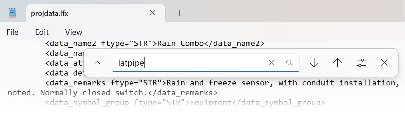 Searching a text file for LATPIPE