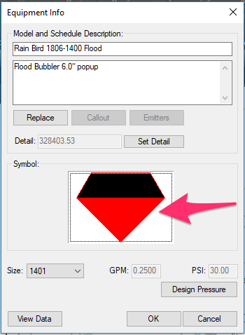 Equipment Info dialog box symbol thumbnail