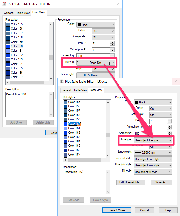 Plot Style Table Editor