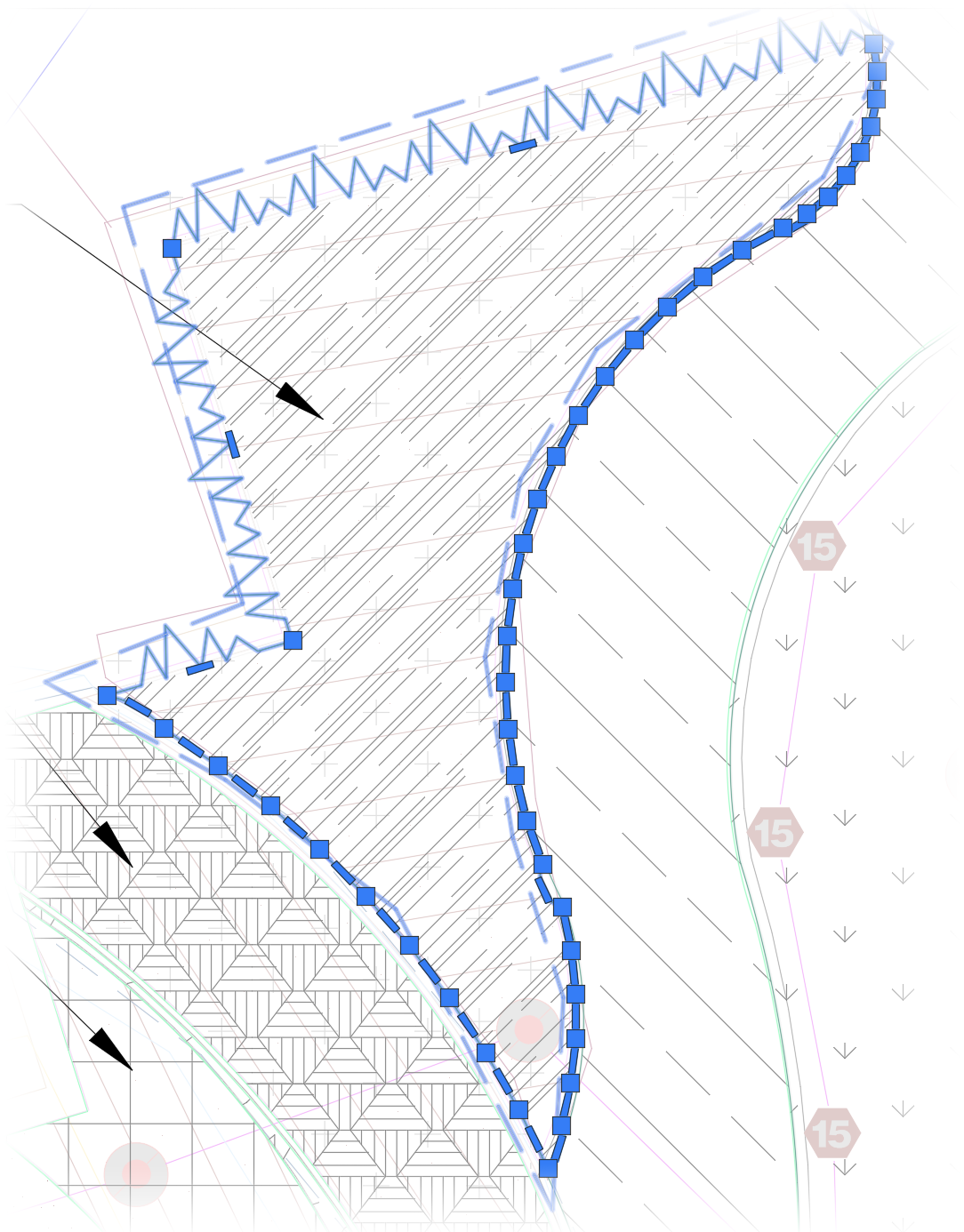 Planting area has several points outside the drip emitter area