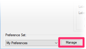 Preference Set Manage button in Land F/X Preferences screen