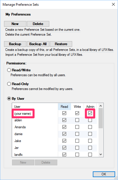 Admin option for Preference Set