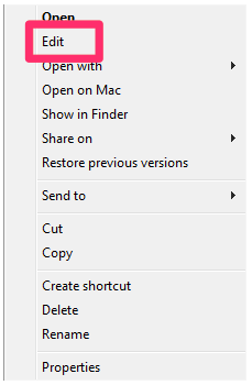Edit option in menu that opens from right-clicking _install_ file