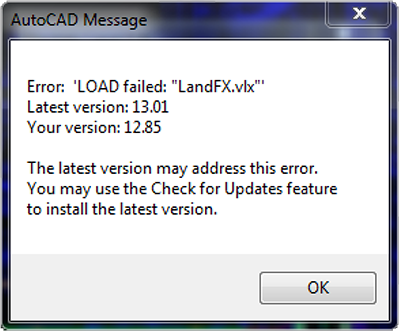 >Error: LOAD failed: LandFX.vlx