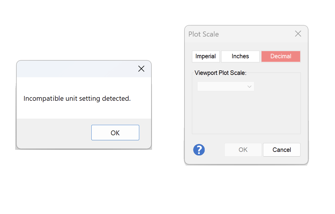 Incompatible unit setting detected error