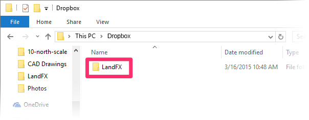 LandFX folder in shared online location containing all necessary contents